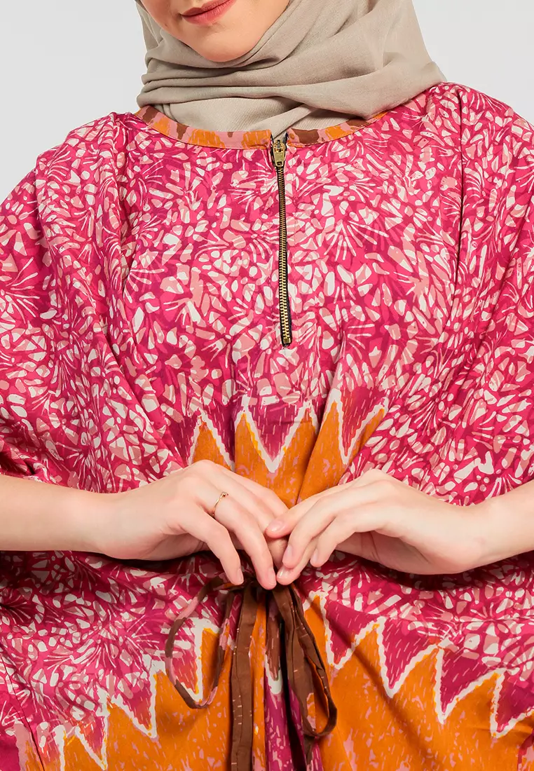 Kaftan Batik Tulis Zigzag Pink