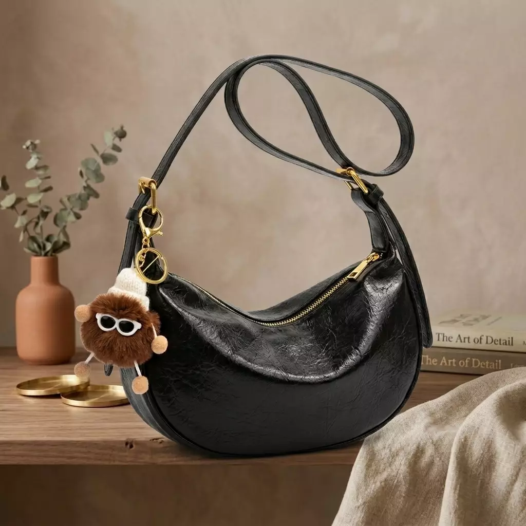 Vedlyn Elvi Tas selempang wanita lucu free gantungan - Black