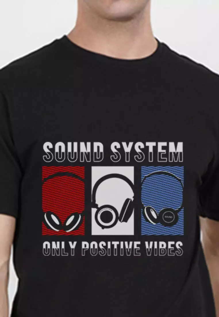 Sound Sytem Graphic Black Cotton Short Sleeve Regular Fit T-Shirt
