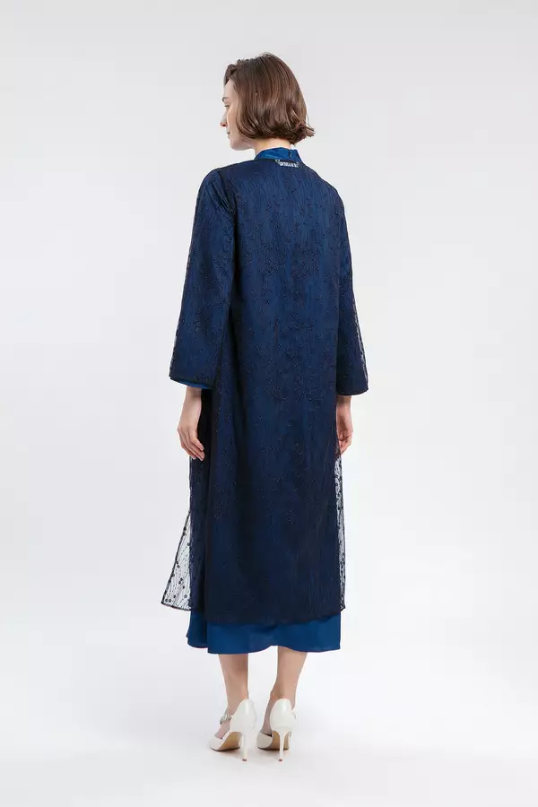 MINIMAL - Askana - Gamis Lace Motif Bunga - Navy Colour Navy