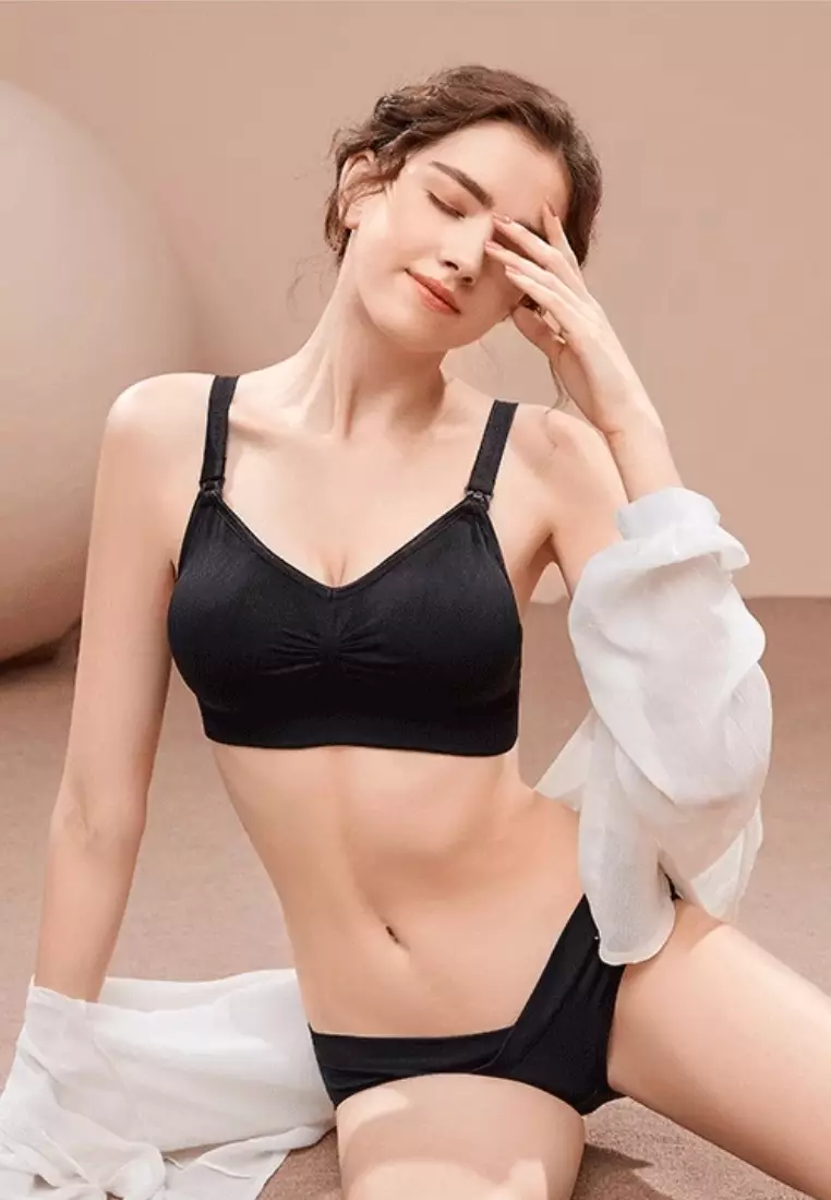 3 Pack Grace Nursing Push Up Maternity Bra in Purple, Purplish Red and Black