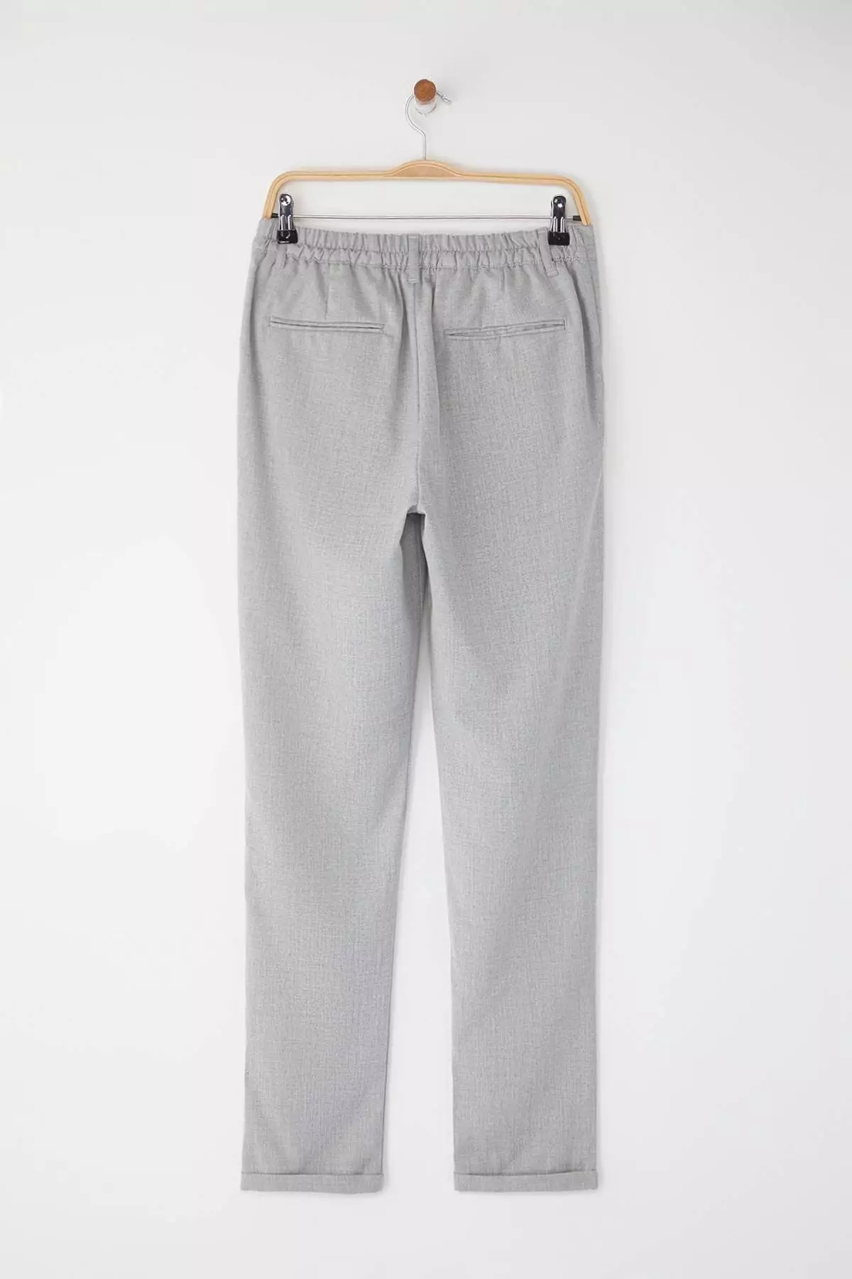 Light Gray Italian Cut Pleated Classic Double Leg Fabric Trousers Tmnss24Pl00022