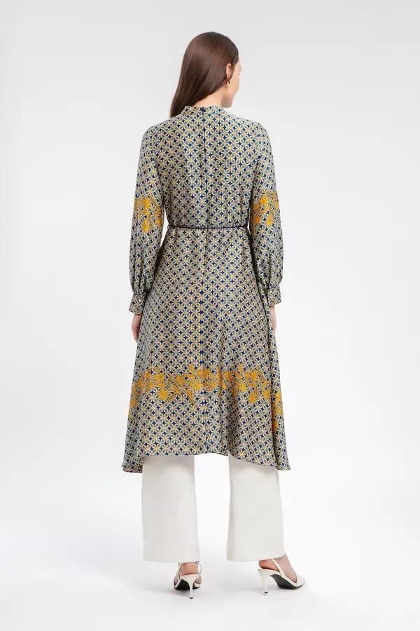 MINIMAL - Aqila - Gamis Motif Bunga Geometris - Navy Warna Navy