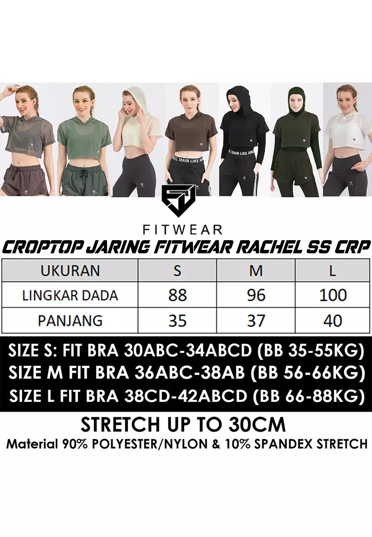Fitwear - Croptop Jaring / Mesh / Sheer Olahraga RACHEL HOODIE - FERN GREEN