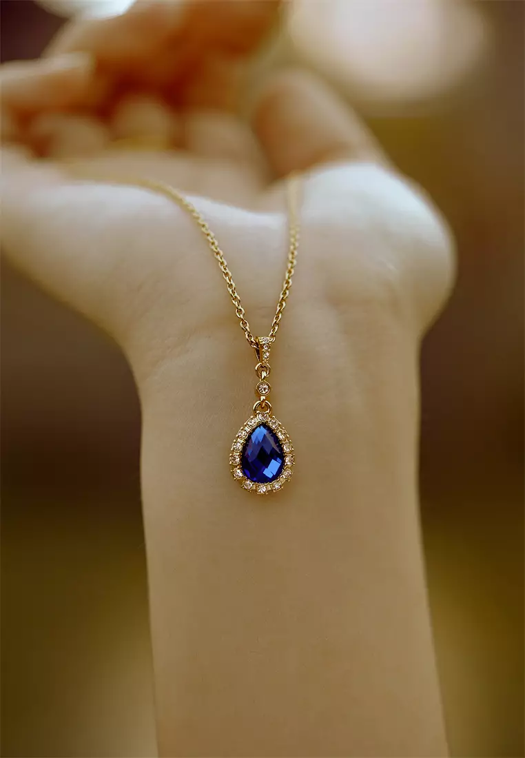 Necklace Princess'S Water Drop In Gold - Blue