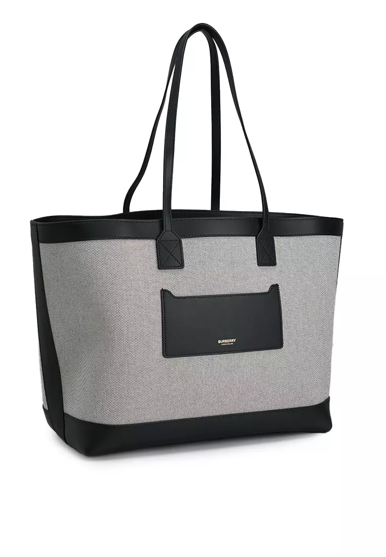 トートバッグ BURBERRY Embroidered Canvas Medium London Shopping Bag Burberry Embroidered canvas shopping bag | The Fashion Square