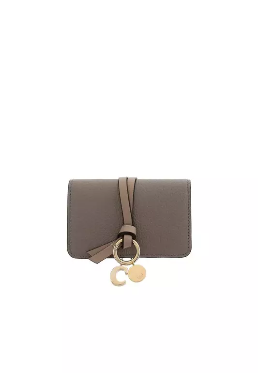 Grained Leather Wallet with Charm Detail