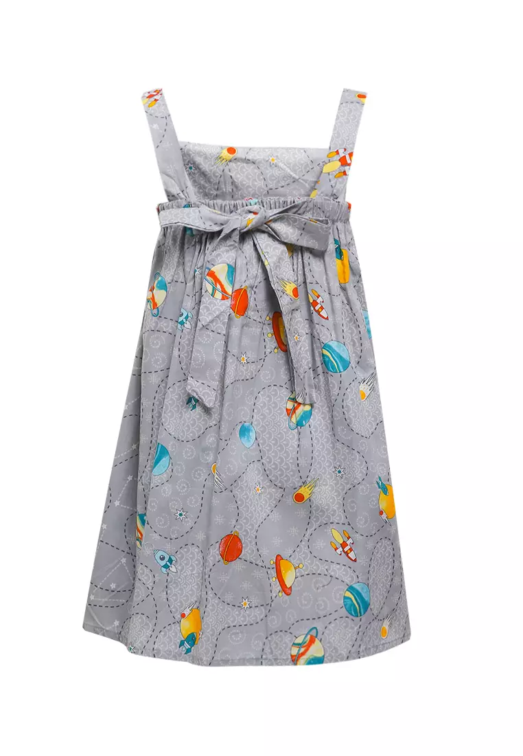 Baju Anak Perempuan Dress Kids Aronika Kids Backstrap Cotton Grey Tanpa Lengan