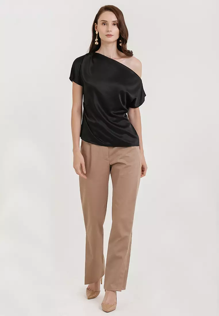 Sabina One Shoulder Top in Black