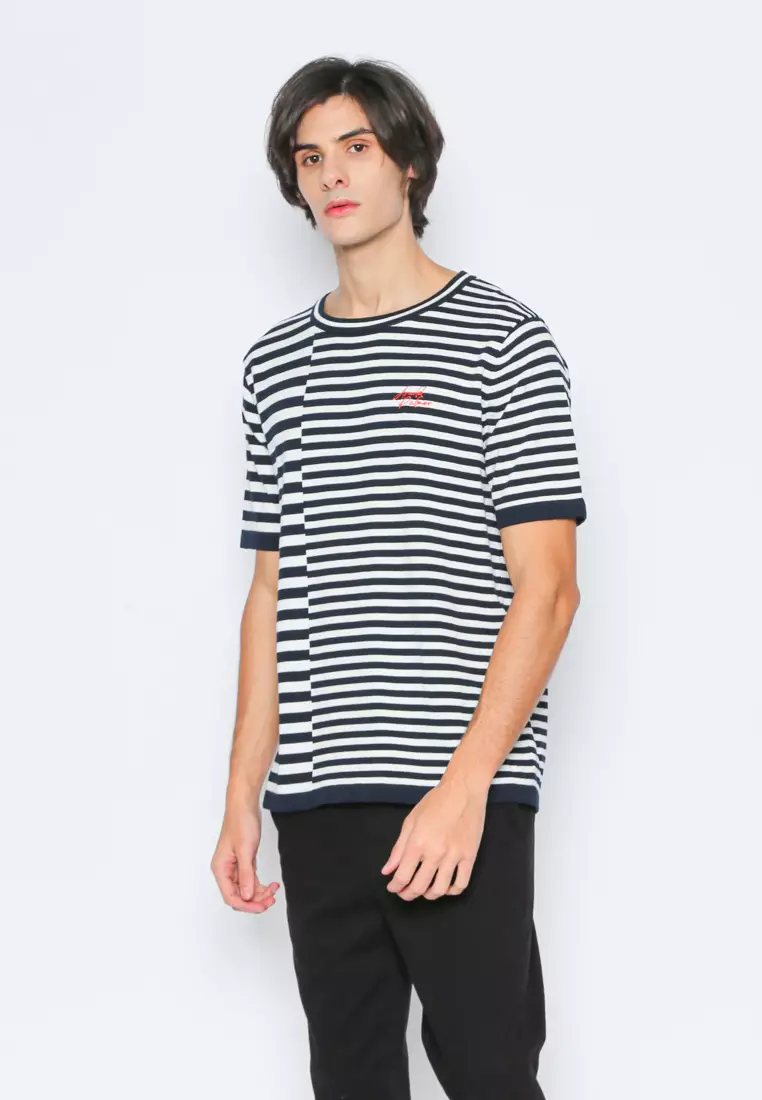 MAGLIETTA NE PINSTRIPE OVERSIZED TEE NEWERA OFF WHITE/NAVY