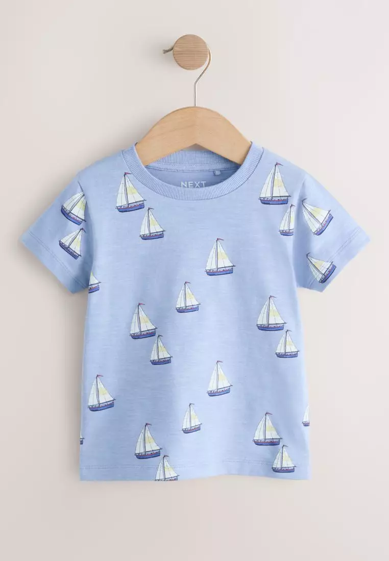 Short Sleeve All Over Graphic Print T-Shirts 3 Pack