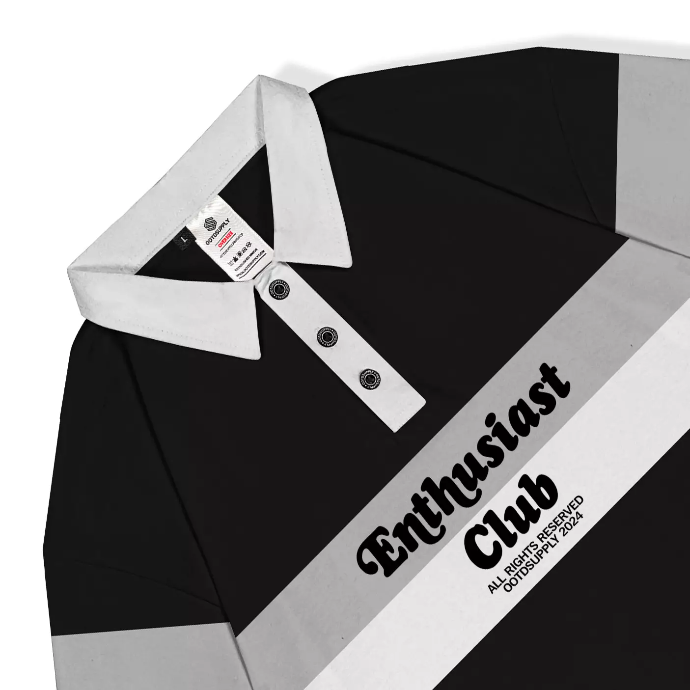 OOTDSUPPLY Oversize Rugby Polo V.3 Enthusiast Threetone | Kaos Polo Shirt Pria dan Wanita PSRGBV3003