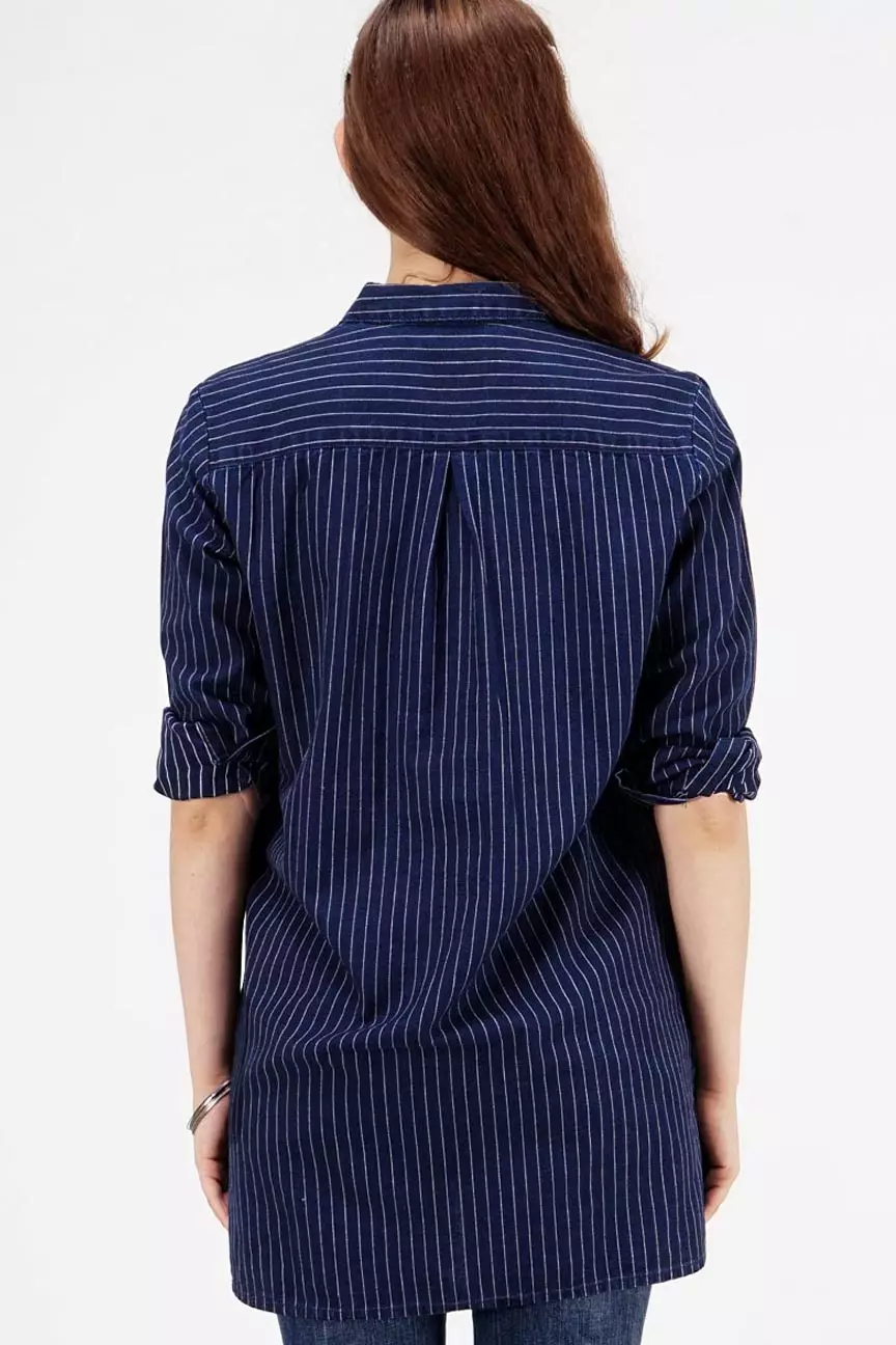 Kemeja Wanita Picko Navy White