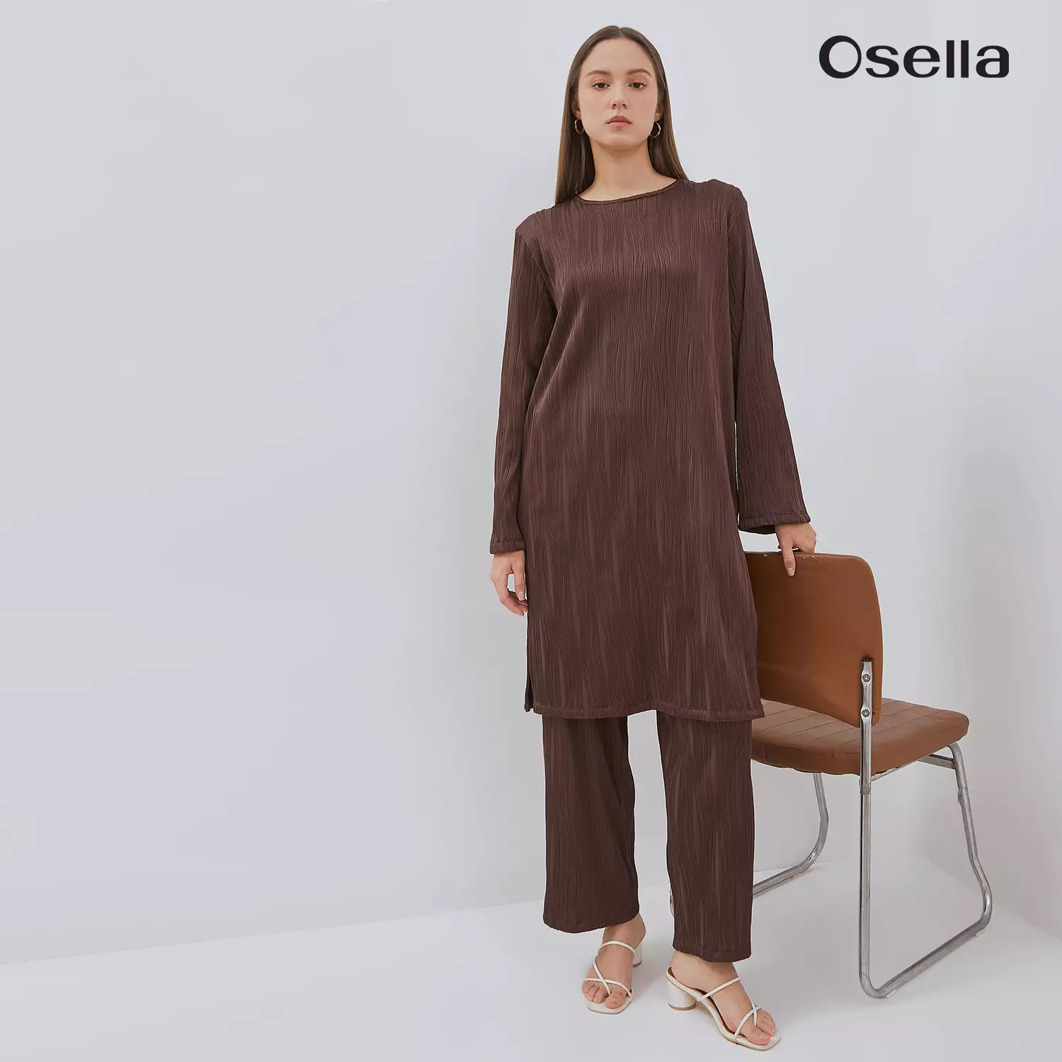 Osella Elexia Textured Knit Tunic Set 1157660156 | Set Wanita Raya Lengan Panjang