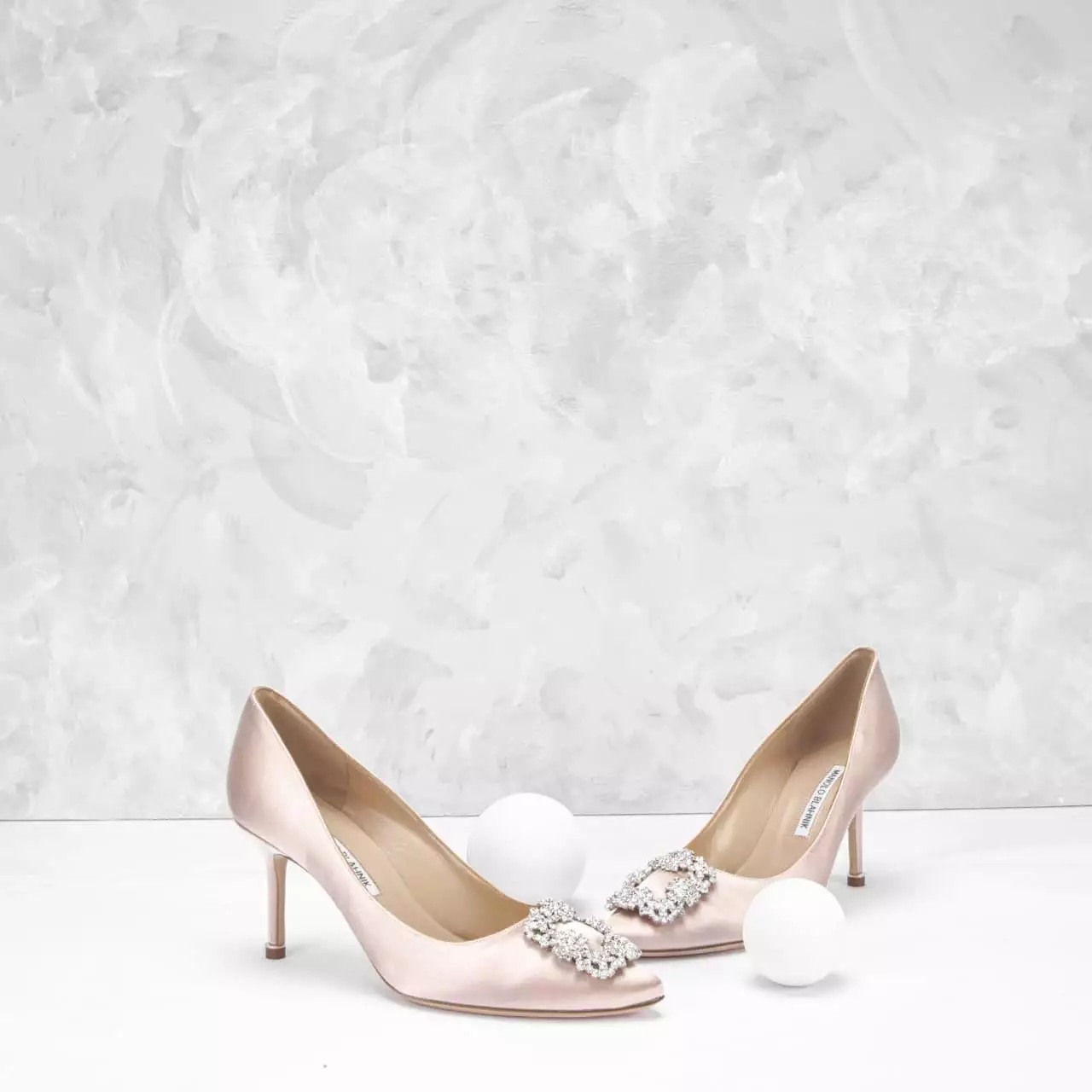 Hangisi 70 Satin Pumps with CLC Crystal Buckle Dark Nude