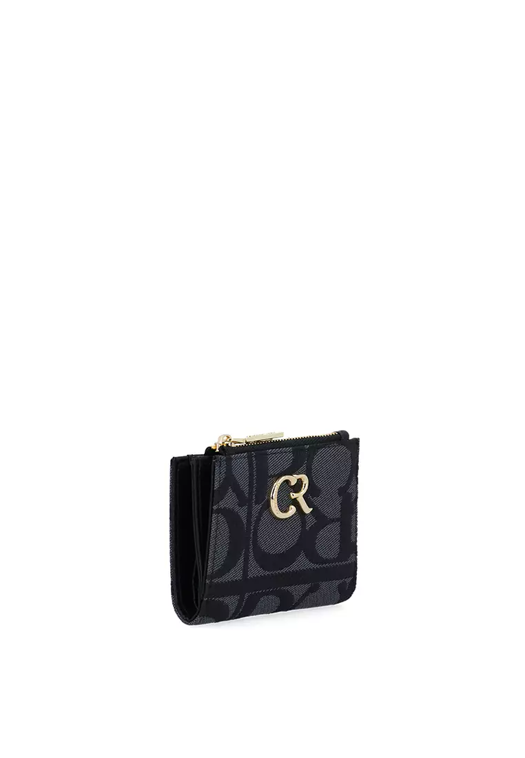 Carlo GEO Jacquard Folded Short Wallet - Black