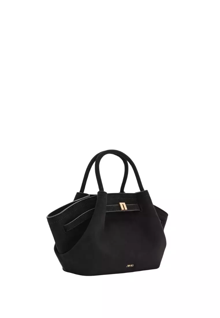 Hana Mini Faux Suede Tote Bag - Black