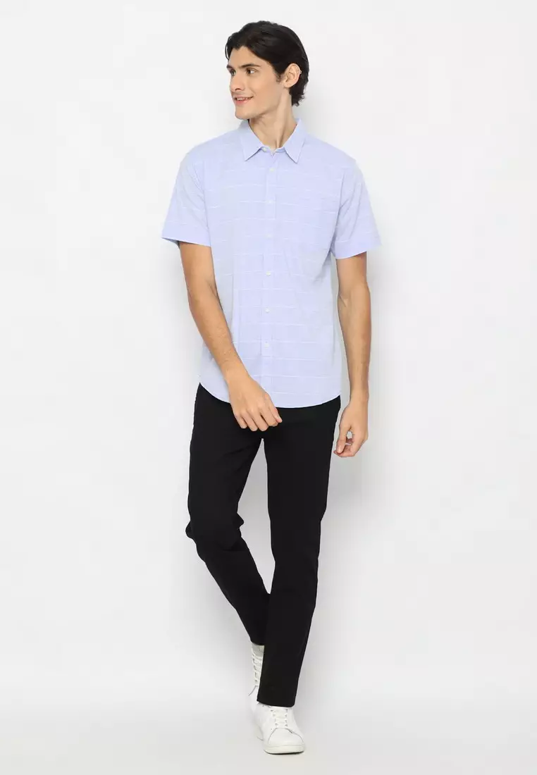 RBJ Kemeja Yarndyed Salur Biru Regular Fit Pria