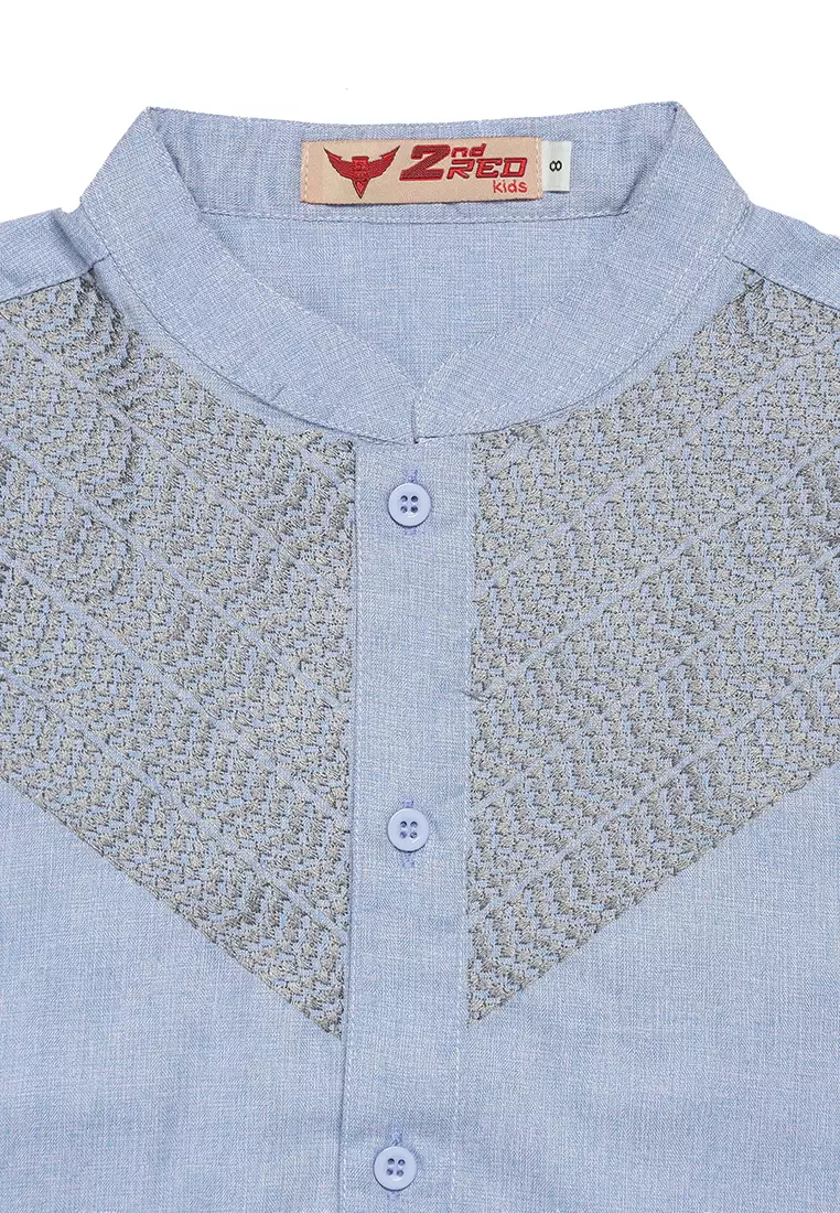 Baju Koko Anak Laki Bordir Arrow Blue Setelan - FOREVER