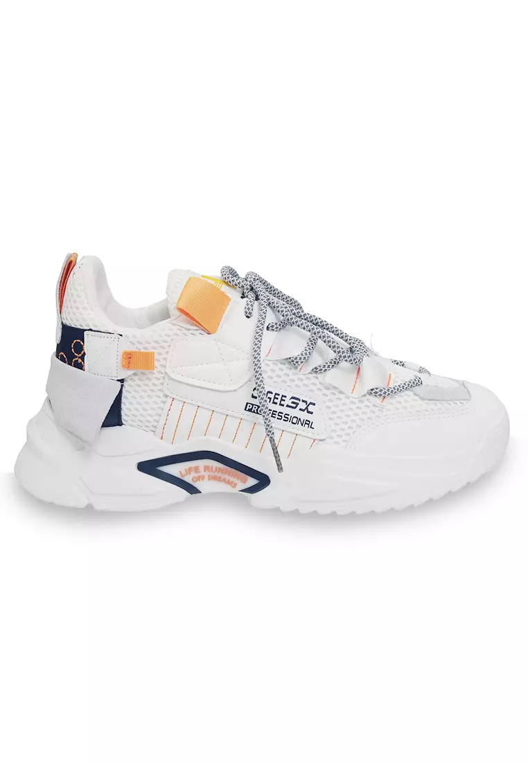 Anando Sepatu Sneakers Tali Pria Kombinasi Warna Casual Sport Shoes Stylish Material Mesh ORIGINAL - Orange