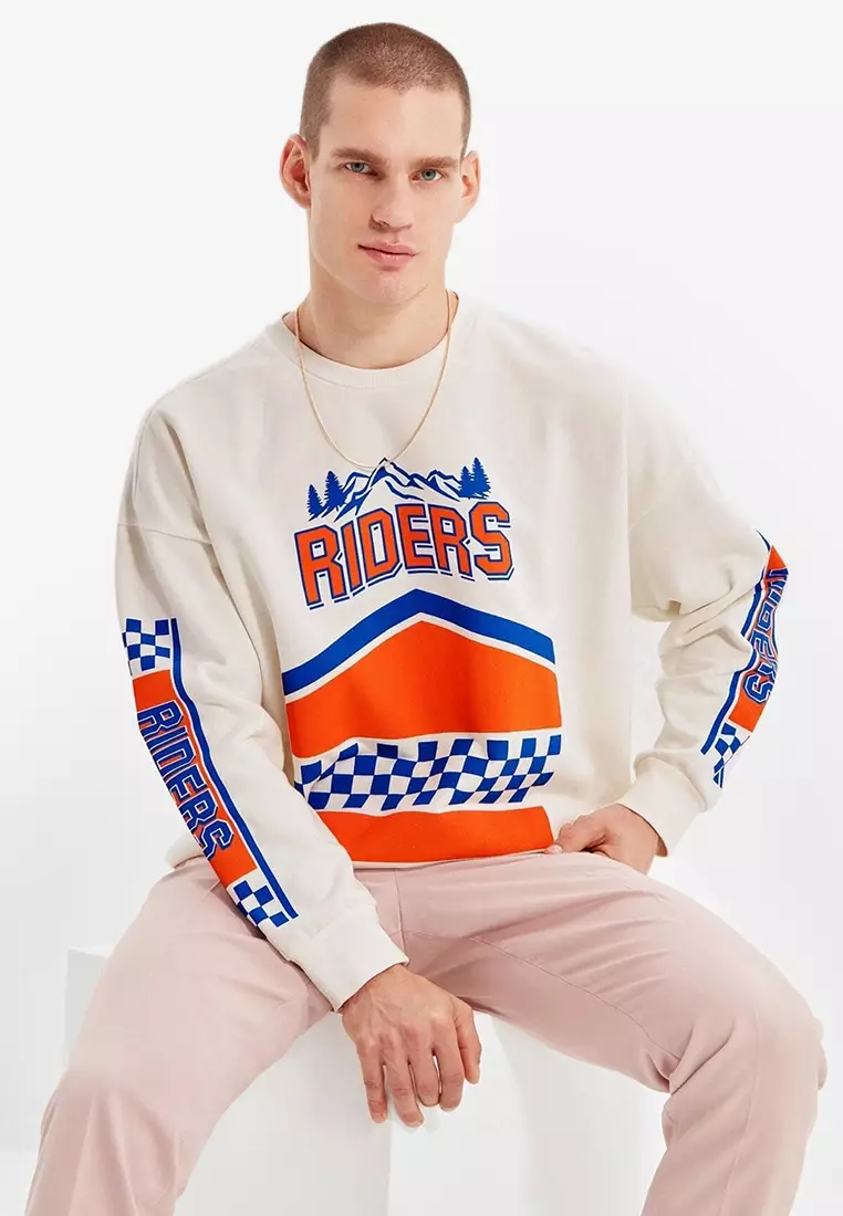 Mens crew neck sweatshirts graphic sale