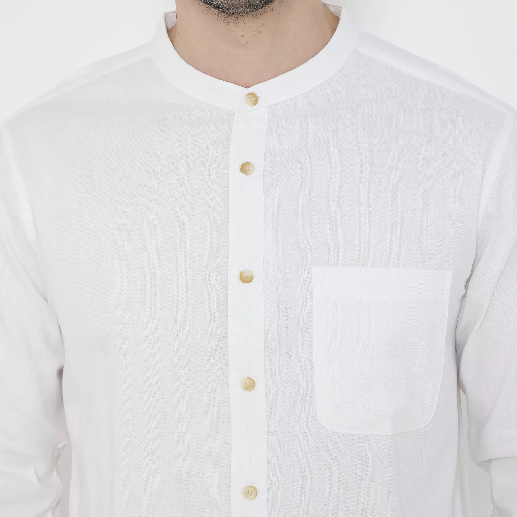 Platini Kemeja Pria Koko Shanghai Panjang Katun Oxford White 22068