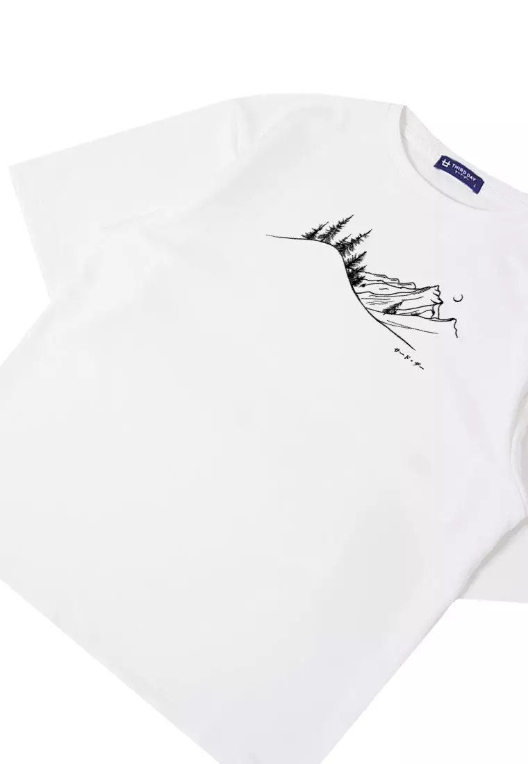 MTW25 Kaos Oversize Bahan Tebal Scubalux "landscape" putih