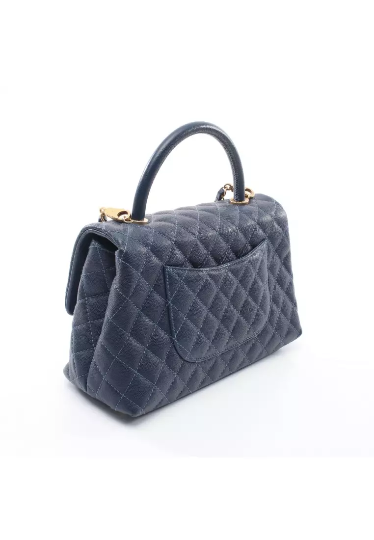 Buy Chanel Pre-loved CHANEL Coco Handle 29 Top Handle Flap Bag Matelasse  Handbag Caviar Skin Navy Gold Hardware 2WAY Online
