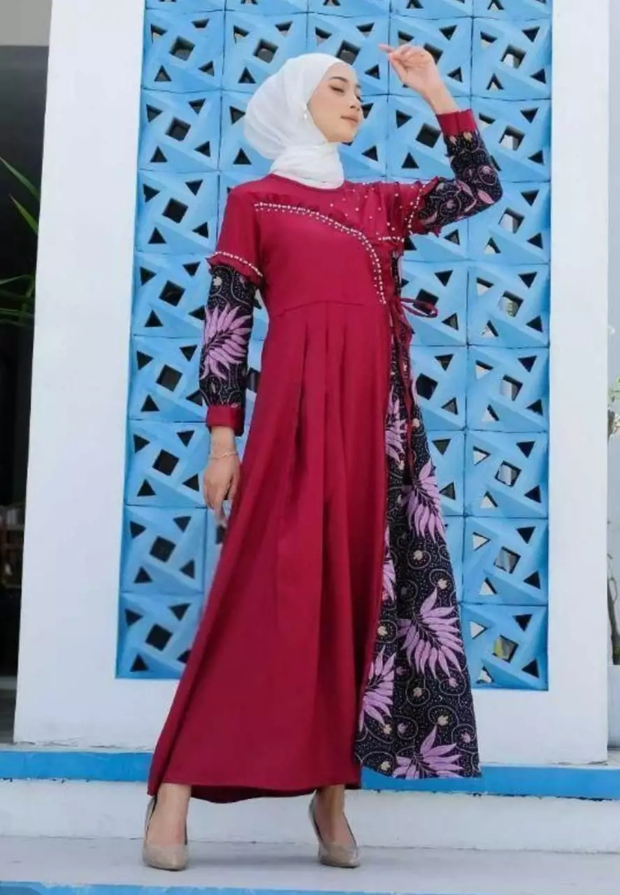 Moza Hitam Maron Dress | Gamis | Long Dress Party Modern Premium JTR