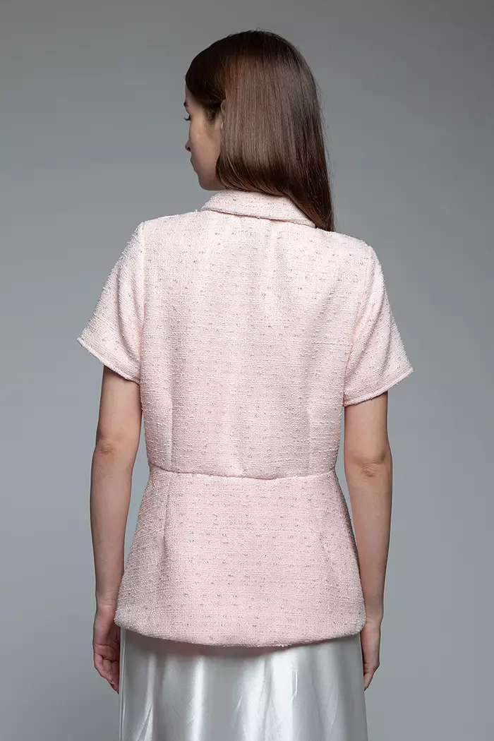 COTTONINK Studio - Atasan Kemeja Wanita Pink Tweed Marena #HolidayCollection2025