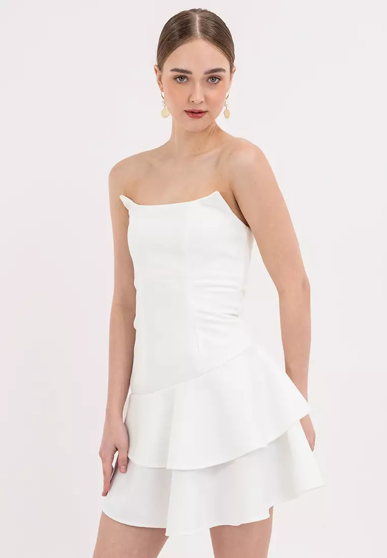 Delany Scoop Neckline Two-tiered Mini Dress