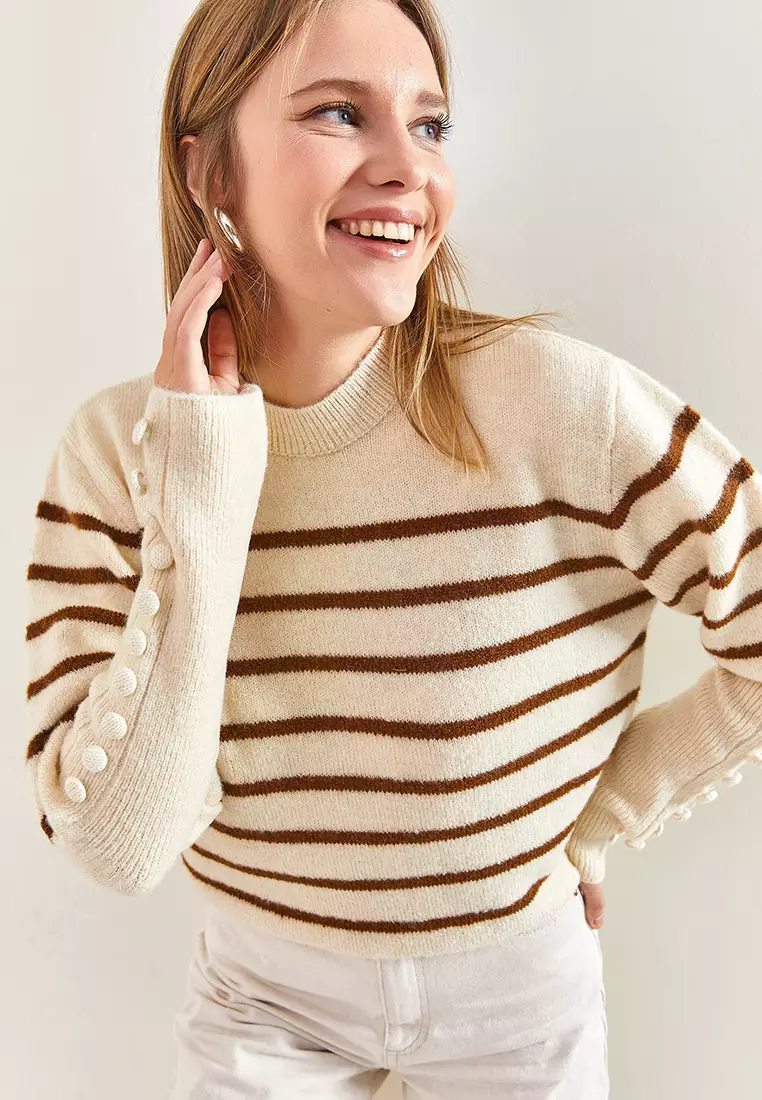 Striped Knitwear Sweater with Cufflinks