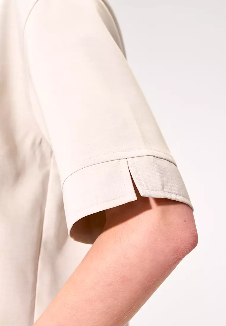 Oatmeal Grey Short Sleeve Casual Jacket
