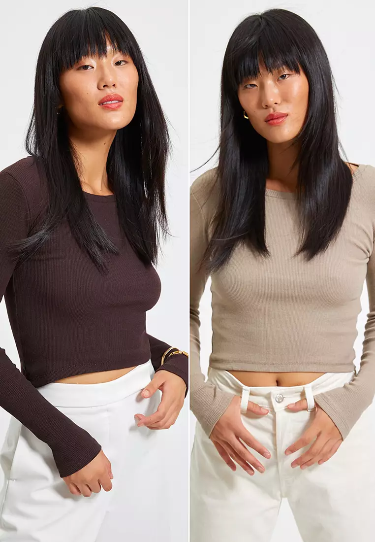 2-Pack Fitted Rib Crop Top