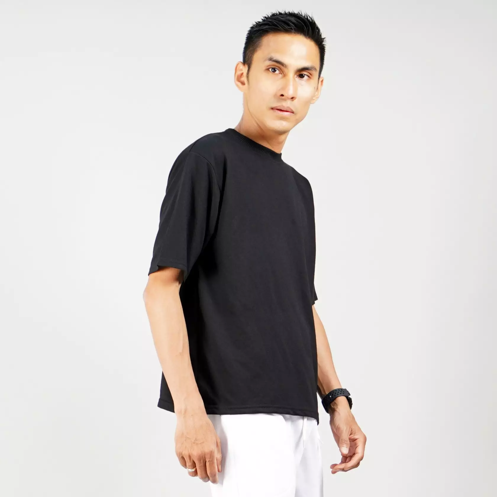 GEORGE Baju Pria Kaos Pria Polos Lengan Pendek T-Shirt Pria - HITAM