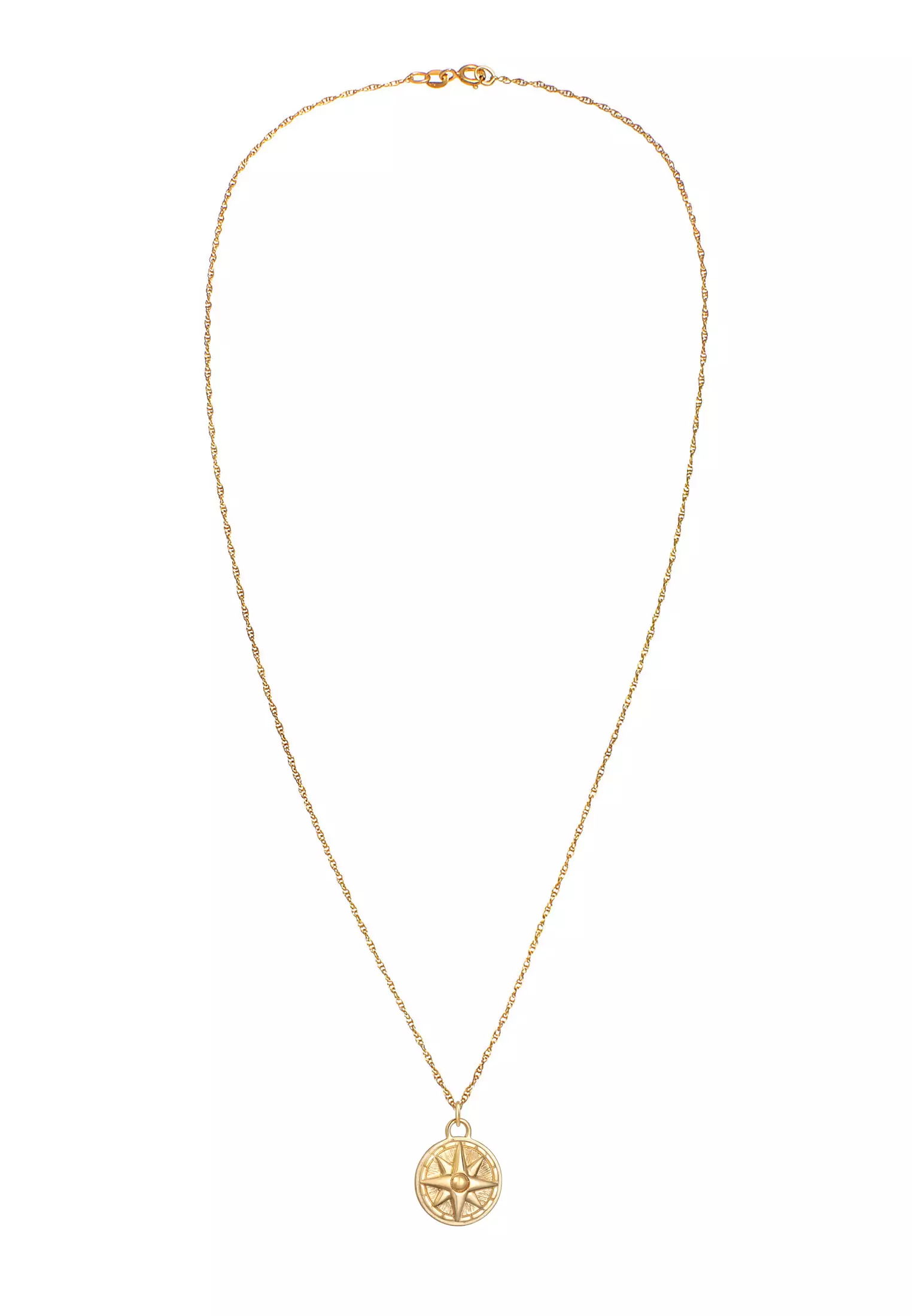 Necklace Compass Pendant Windrose Gold Plated