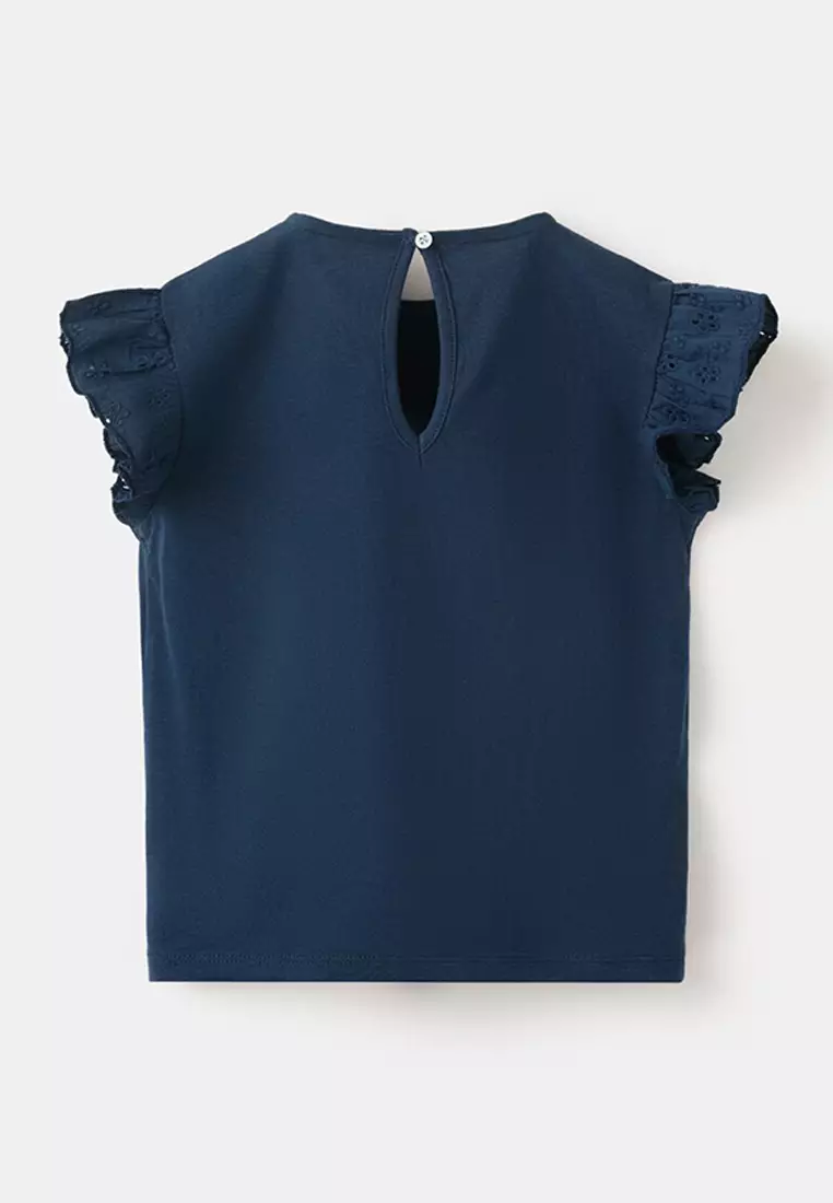 Ruffle Top with Embroidered Details