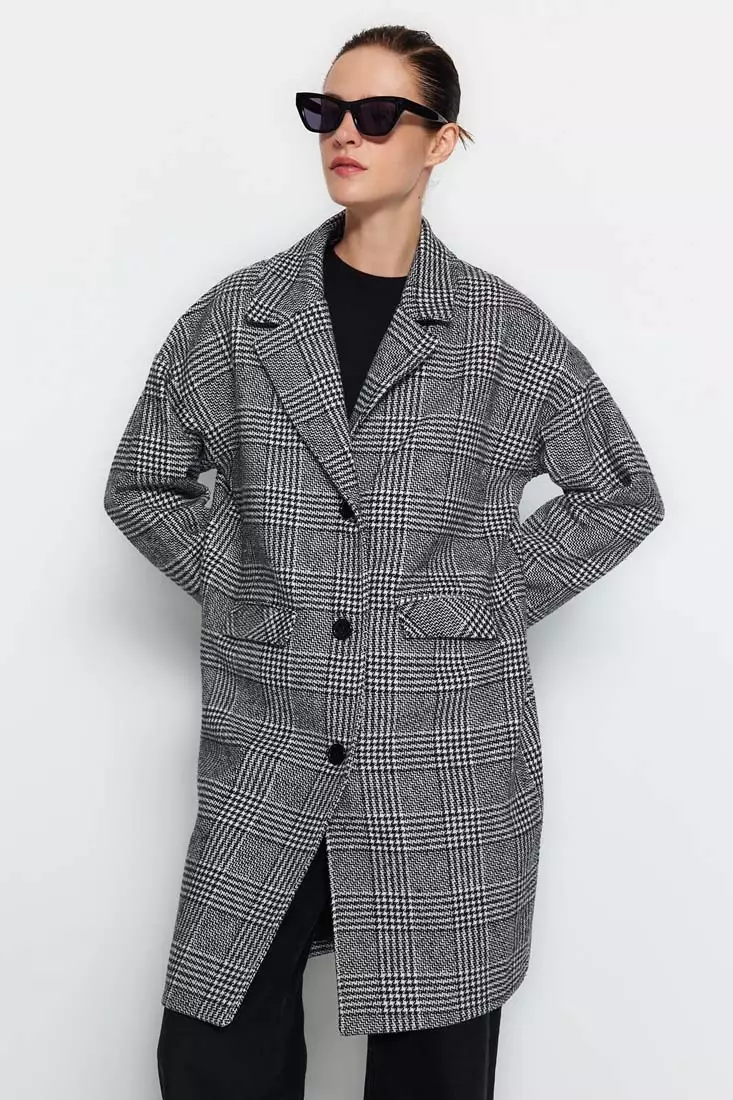 Buy Trendyol Checkered Long Coat 2024 Online ZALORA Singapore
