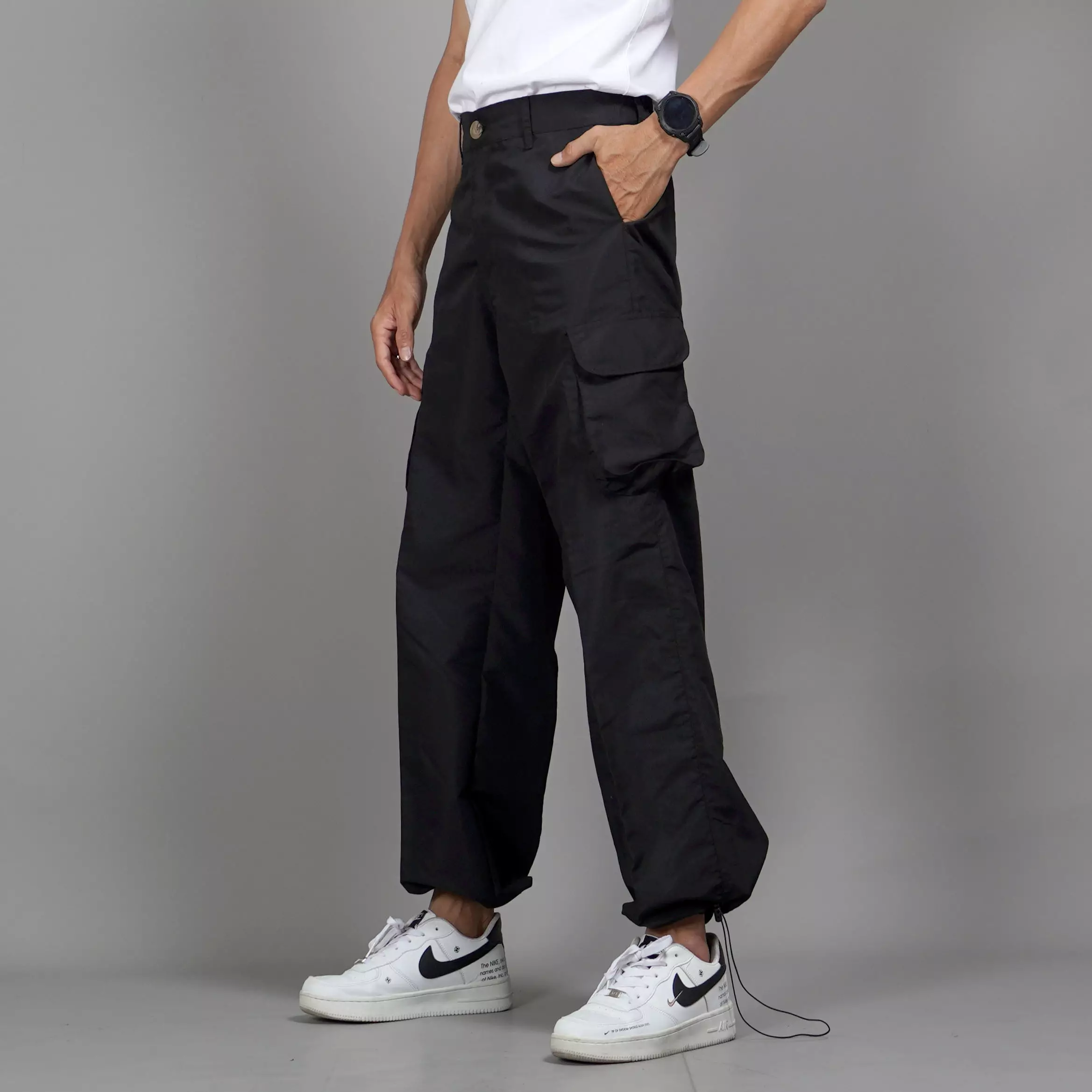 REAGAN Celana Cargo Pants Pria Celana Kargo Pria - HITAM