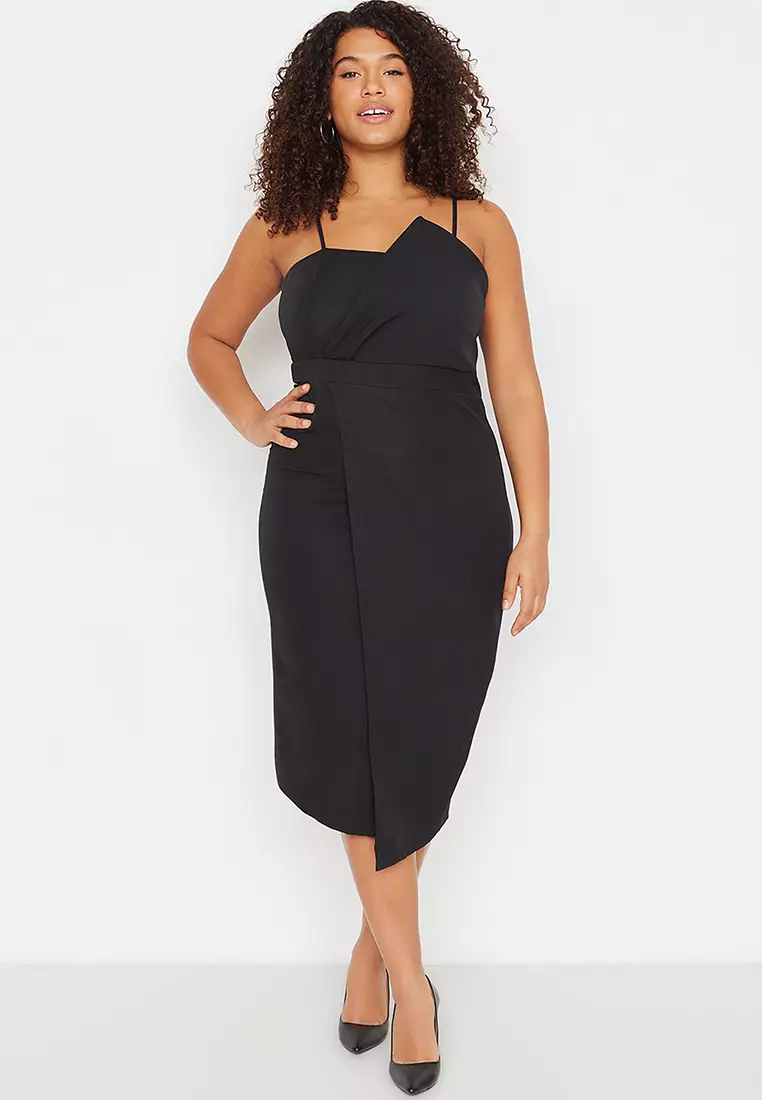 Buy Trendyol Plus Size Fitted Asymmetrical Midi Dress 2025 Online