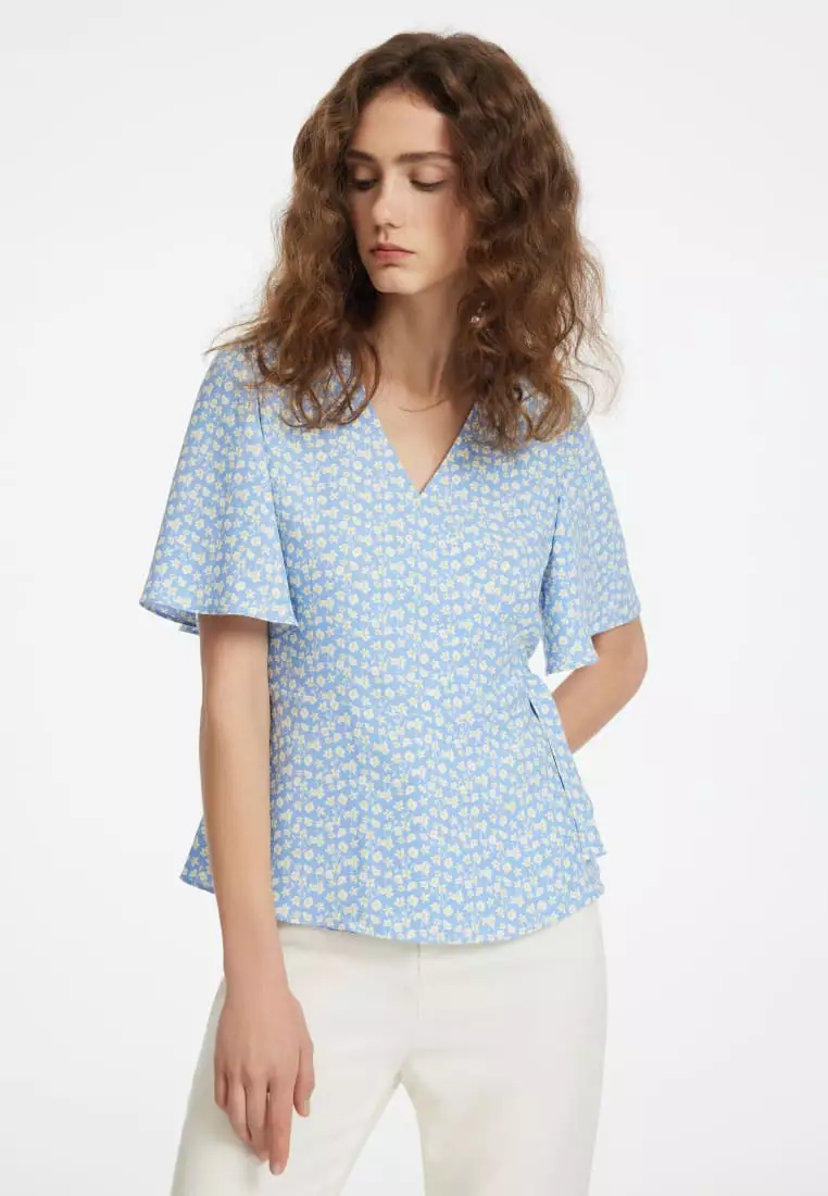 Buy G2000 Velarie Floral Print Wrap Blouse 2024 Online | ZALORA Philippines