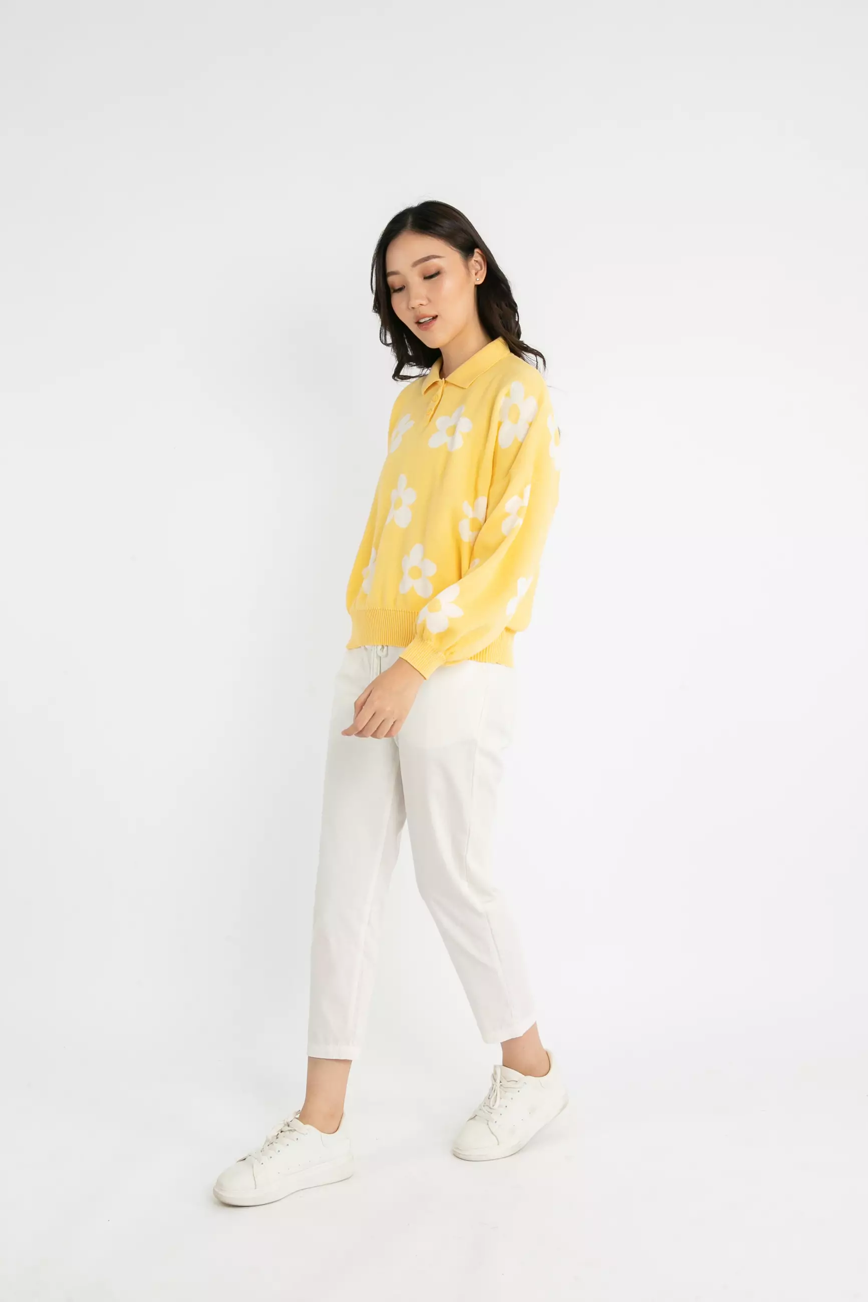 Jual ULTRAVIOLET ULTRAVIOLET Floral Jacquard Knit Top 983 Yellow Flower ...