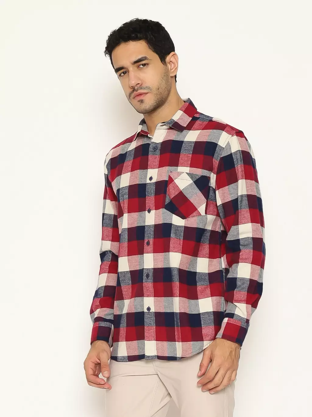AMK Kemeja Pria Flannel Lengan Panjang SHF AKIRA L/S Maroon