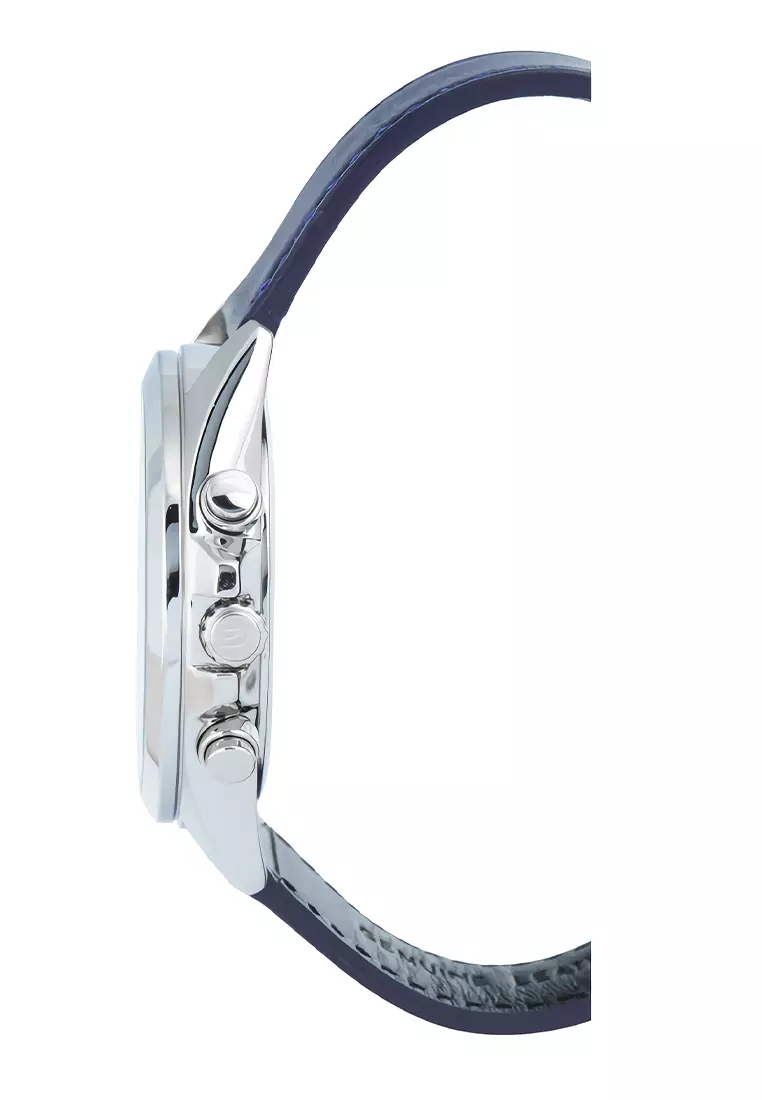 Casio Edifice Chronograph EFV-630L-7AV Jam Tangan Analog Pria White Dial - Blue Leather Strap