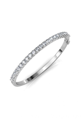 Her Jewellery silver Circle Tennis Bangle (White Gold) - Made with premium grade crystals from Austria HE210AC28KVJSG_1