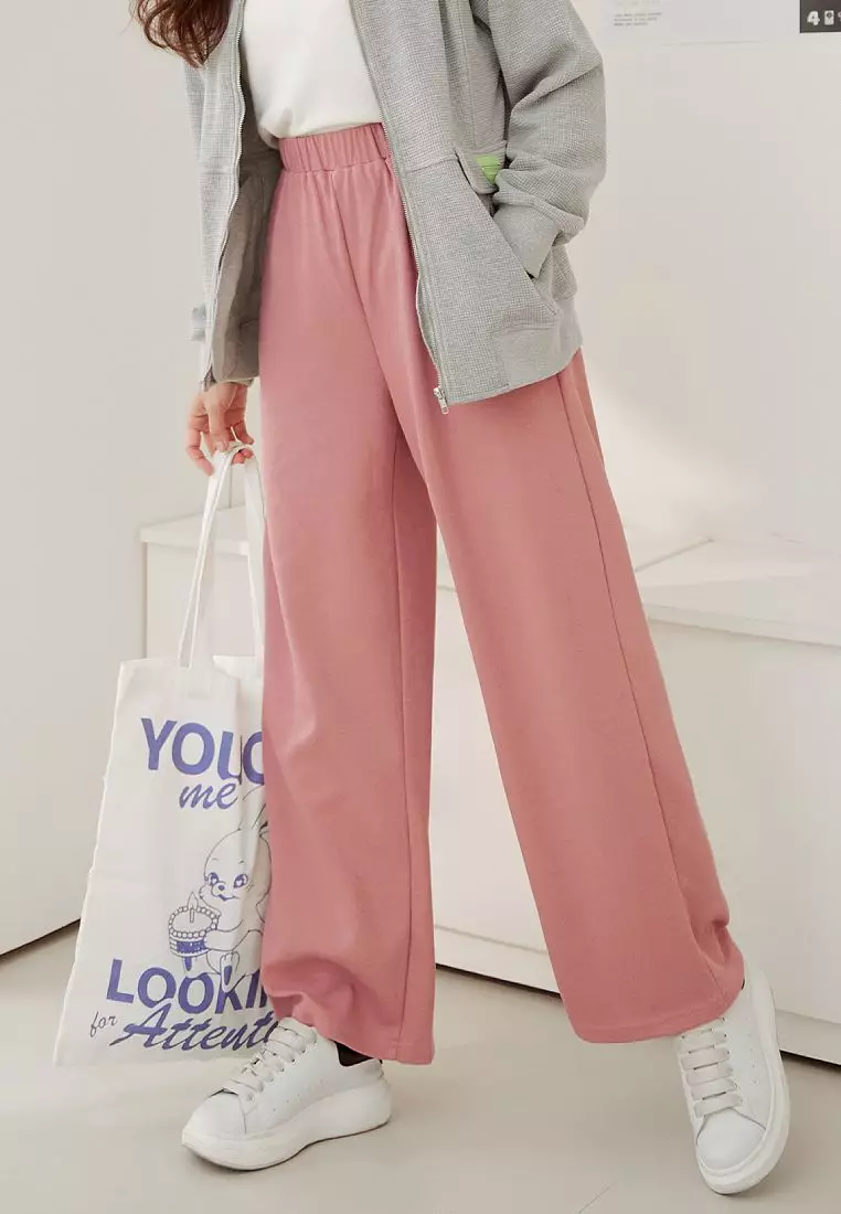 Relaxed-Fit Casual Pants with Stretch Elastic Waistband [BA7370]