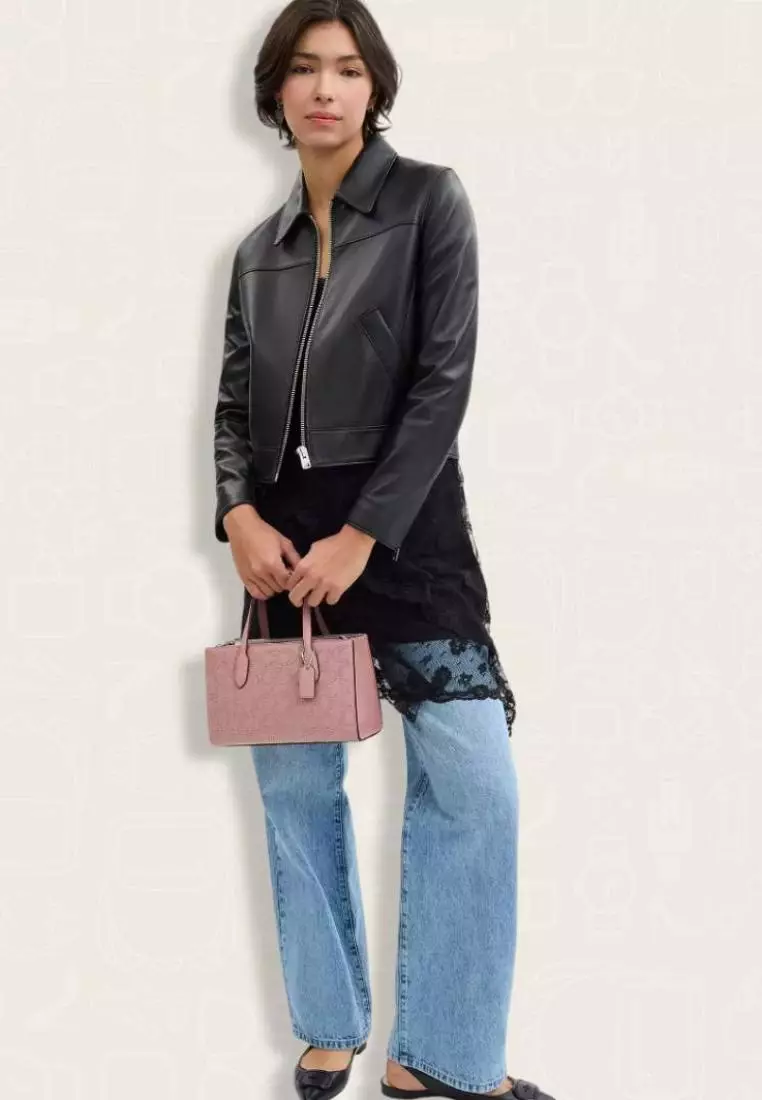 Coach Nina Small Tote Bag With Signature Rivets Pink Petal