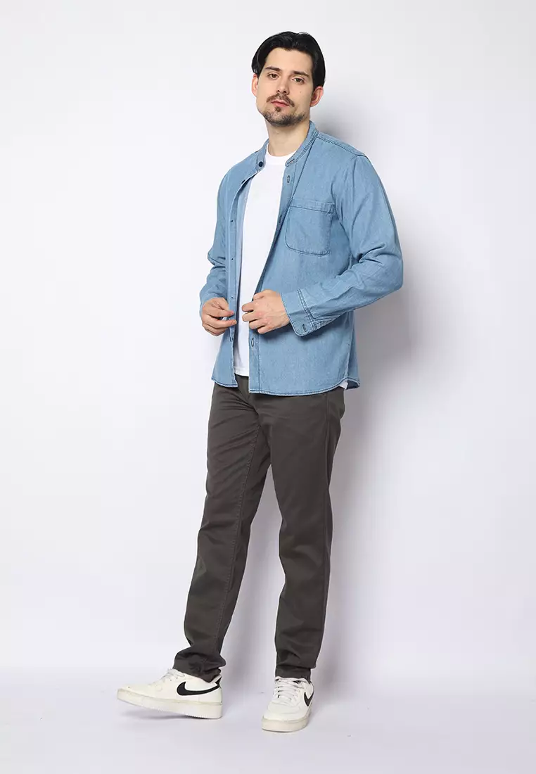 Twill Celana Panjang Pria Reguler Fit Charming Abu Tua 122502