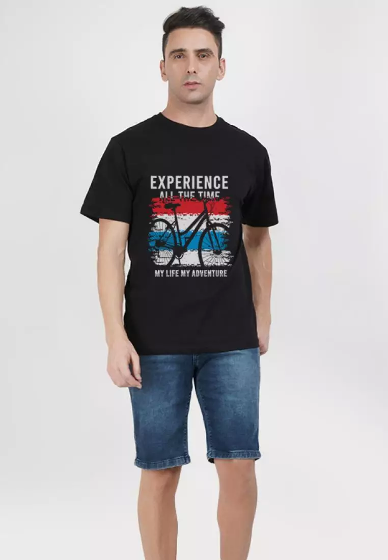 My Life Adventure Graphic  Black Cotton Short Sleeve Regular Fit T-Shirt