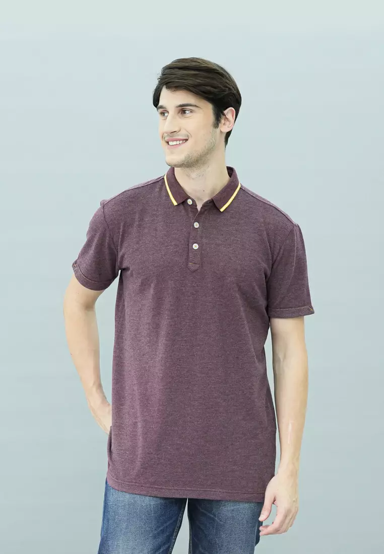 Johnwin - Kaos Polo - Kaos Pria - Kaos Lengan Pendek - Merah Maroon - Polos - AWS.625.M433E.01.C-S/S